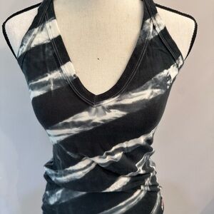 True Religion Black and White Asymmetrical Sleeveless Tank Top